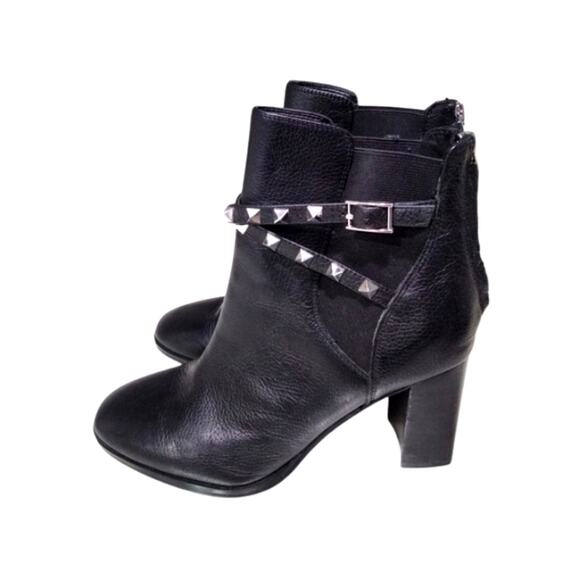 🎉[H265] Nine West "Chelsea" Studded Belt Biker Goth Ankle Booties, Size 7.5M - Picture 1 of 9